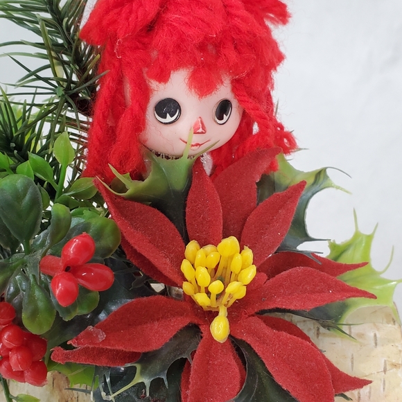 MCM Vintage Kitschy Yule Log 1970's Christmas Decorations Center Piece - Picture 4 of 12